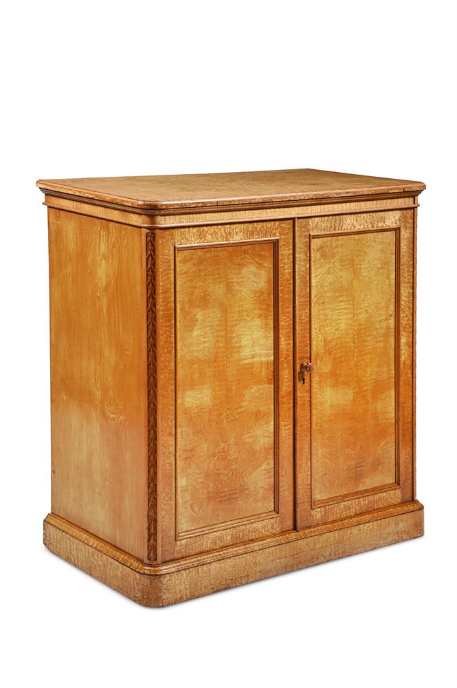 A VICTORIAN HUNGARIAN ASH CLOTHES PRESS, BY HOLLAND & SONS, CIRCA 1860
