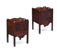 A MATCHED PAIR OF GEORGE III MAHOGANY BEDSIDE CUPBOARDS, LATE 18TH CENTURY