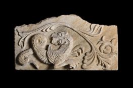 A LARGE RELIEF CARVED SANDSTONE TABLET, POSSIBLY FRENCH OR ITALIAN, 19TH CENTURY