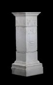 OF NAPOLEONIC INTEREST- AN ITALIAN CARVED WHITE MARBLE ROYAL ARMORIAL PEDESTAL, EARLY 19TH CENTURY