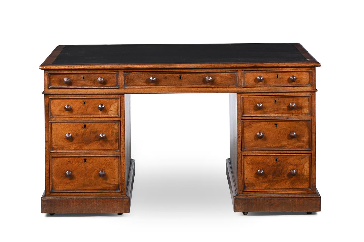 A VICTORIAN WALNUT PARTNER'S PEDESTAL DESK, IN THE MANNER OF HOLLAND & SONS, CIRCA 1860 - Image 2 of 3