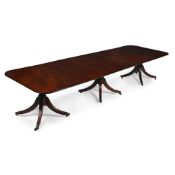 AN EARLY VICTORIAN MAHOGANY TRIPLE PEDESTAL DINING TABLE, CIRCA 1840
