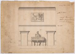 Chambers (Sir William) Design for decoration and furniture of the hall at The Hyde, Ingatestone, …