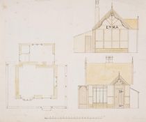 English School (circa 1840s) Elevation, plan and profile of an realised project for Emma Cust, …