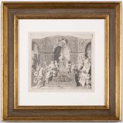 Kent (William), After. Bust of Queen Caroline in an interior decorated with shells, an elevation …