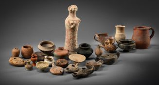 ANTIQUITIES TO INCLUDE: A a standing stylised pottery figure