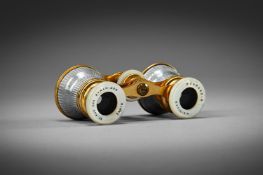 Y A PAIR OF MOTHER-OF-PEARL AND ENAMEL OPERA GLASSES