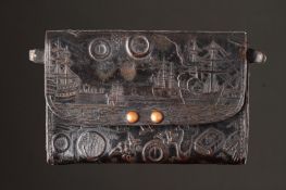 AN UNUSUAL NAMBAN LEATHER WALLET, NAGASAKI