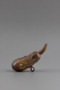 AN UNUSUAL CHINESE SNUFF OR POWDER FLASK IN THE SHAPE OF A GOURD, 18TH CENTURY OR EARLIER