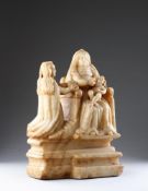 A SICILIAN TRAPANI BAROQUE CARVED ALABASTER GROUP, 17TH CENTURY