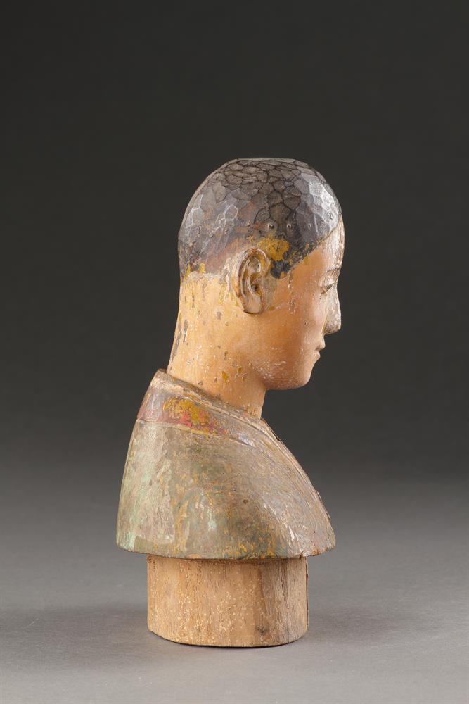 A SERENE CARVED WOOD BUST, BURMA OR NORTHERN VIETNAM - Image 7 of 7