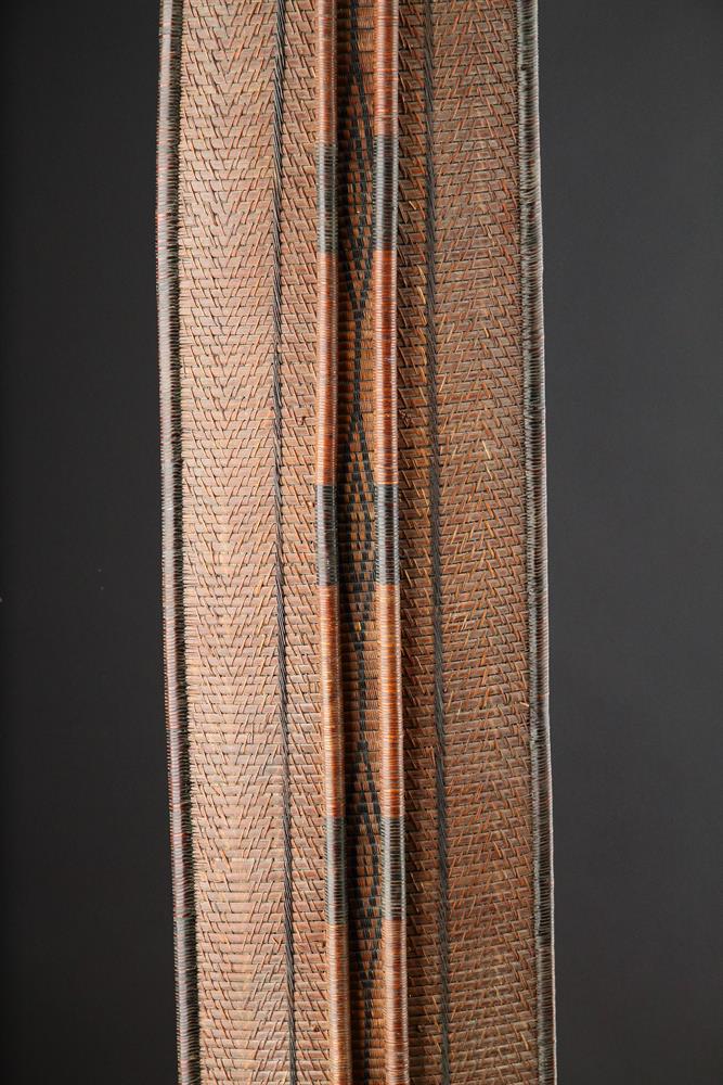 A CENTRAL AFRICAN MONGO SAKA PEOPLES LONG OVAL WICKERWORKED SHIELD, DEMOCRATIC REPUBLIC OF CONGO - Image 7 of 7