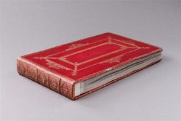A MUSEUM RED MOROCCO LEATHER PHOTOGRAPH ALBUM OF ANTIQUE CUTLERY