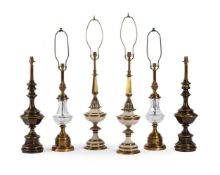 MODERN TABLE LAMPS; INCLUDING A PAIR OF BURNISHED METAL LAMPS