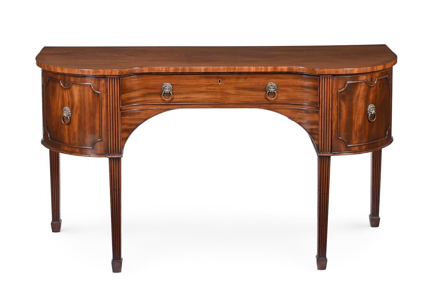 A LATE GEORGE III MAHOGANY SIDEBOARD, CIRCA 1810
