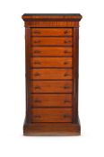 A TALL EDWARDIAN MAHOGANY WELLINGTON CHEST, STAMPED EDWARDS & ROBERTS, CIRCA 1905