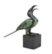 λ DIETMAR WIENING, A PATINATED BRONZE MODEL OF A HORNBILL