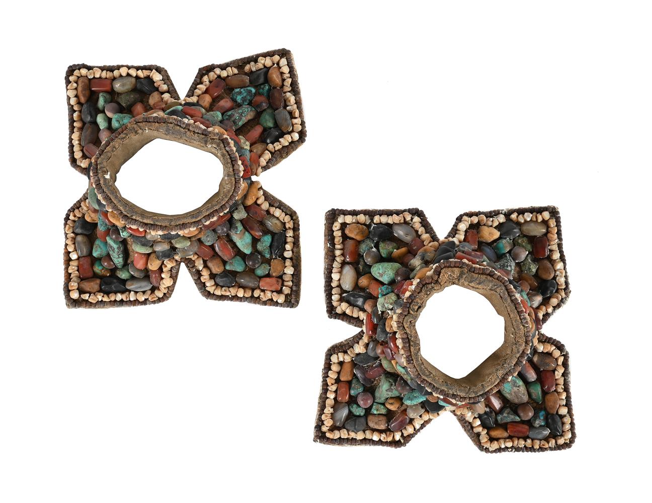 A CEREMONIAL HEADDRESS, COLLAR AND CUFFS, 20TH CENTURY, TRANS HIMALAYAN REGION - Image 3 of 16