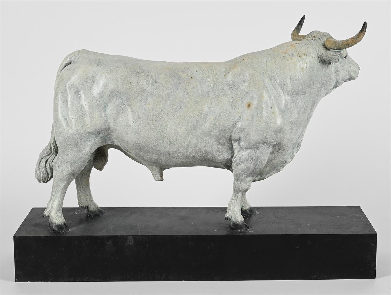 A COLD-PAINTED METAL MODEL OF A STANDING BULL - Image 2 of 3