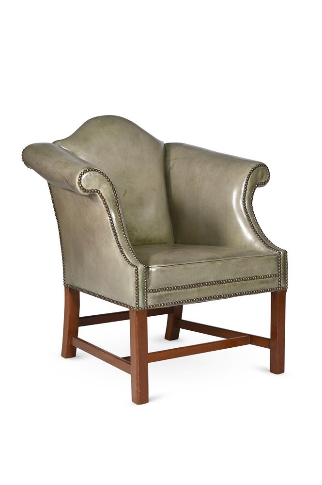 A GEORGE III UPHOLSTERED MAHOGANY WING ARMCHAIR, CIRCA 1780 AND ANOTHER ARMCHAIR - Image 6 of 6