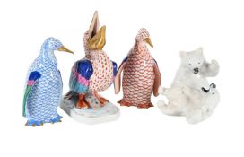 A COLLECTION OF THREE MODERN HEREND MODELS OF ANIMALS