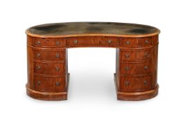 A MAHOGANY 'KIDNEY' SHAPED DESK, IN GEORGE III STYLE, LATE 19TH CENTURY