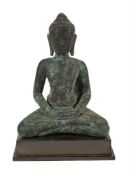 A BRONZE MODEL OF A SEATED BUDDHA, SOUTH-EAST ASIAN