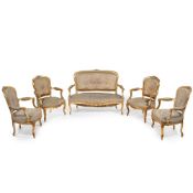 A FRENCH GILTWOOD SALON SUITE IN LOUIS XV STYLE, 19TH CENTURY