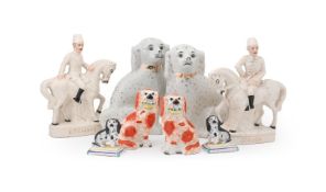 A MISCELLANEOUS SELECTION OF STAFFORDSHIRE POTTERY, VARIOUS DATES MID 19TH TO EARLY 20TH CENTURY