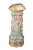 A VICTORIAN TERRACOTTA CHIMNEY POT OR PEDESTAL, LATE 19TH CENTURY