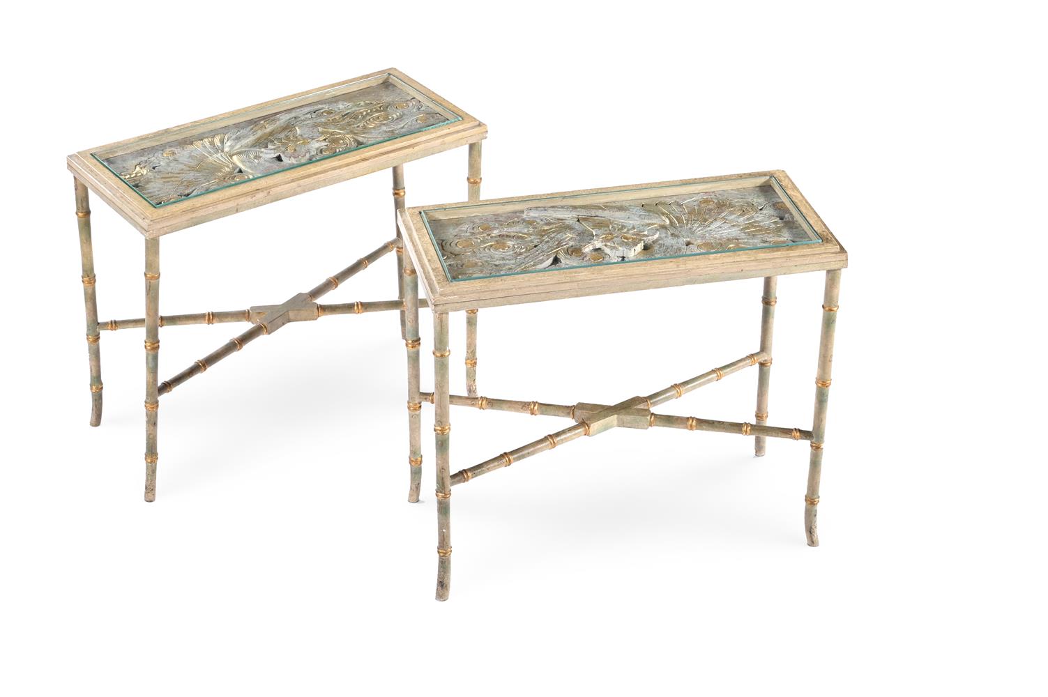 A MODERN CHINESE STYLE LACQUER LOW CENTRE TABLE, AND A PAIR OF OCCASIONAL TABLES - Image 3 of 3