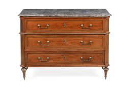 A DIRECTOIRE MAHOGANY AND BRASS MOUNTED COMMODE, LATE 18TH OR EARLY 19TH CENTURY