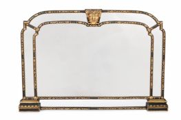 A CARVED WOOD, PAINTED AND PARCEL GILT MIRROR, LATE 19TH OR 20TH CENTURY