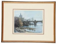 λ ROY HAMMOND (BRITISH B.1934), BOATS FOR HIRE BY THE CHARLES BRIDGE PRAGUE