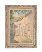 H. BECKER (BRITISH 19TH/20TH CENTURY), STREET VIEW WITH HILLS BEYOND