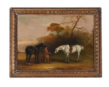 JOHN FERNELEY JUNIOR (BRITISH 1815-1862), A GROOM WITH A DARK BAY