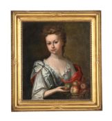 CIRCLE OF HERMAN VAN DER MYN (DUTCH 1684-1741), PORTRAIT OF A GIRL HOLDING A BASKET OF FRUIT