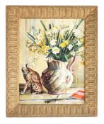 FRENCH SCHOOL (20TH CENTURY), STILL LIFE WITH VASE AND CAT