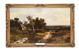 ATTRIBUTED TO EDWARD H. NIEMANN (BRITISH FL. 1863-1867), LANDSCAPE WITH FIGURES UPON A COUNTRY PATH