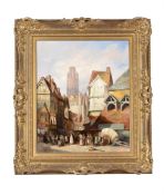 ATTRIBUTED TO LEWIS JOHN WOOD (BRITISH 1813-1901), A FRENCH MARKET SQUARE