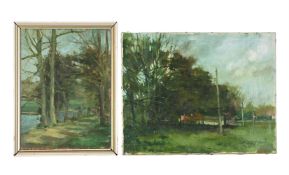 λ TOM COATES (BRITISH 1941-2023)LANDSCAPE WITH TREES; LANDSCAPE WITH COTTAGE