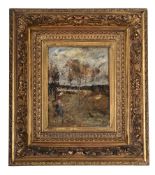 BARBIZON SCHOOL (19TH CENTURY), A FIGURE IN A LANDSCAPE WITH POPPIES