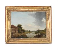 DUTCH SCHOOL (17TH CENTURY), BOATS ON A CANAL