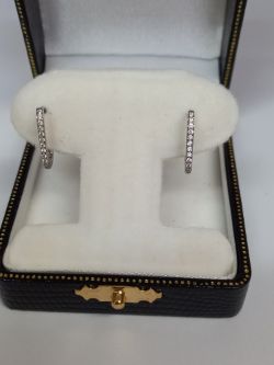SILVER CUBIC ZIRCONIA HUGGIES EARRINGS