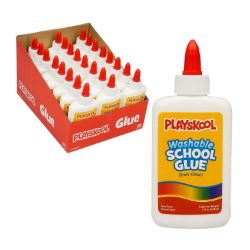 10 BOXES OF 24 PLAYSCHOOL CLEAR WASHABLE SCHOOL GLUE 4OZ