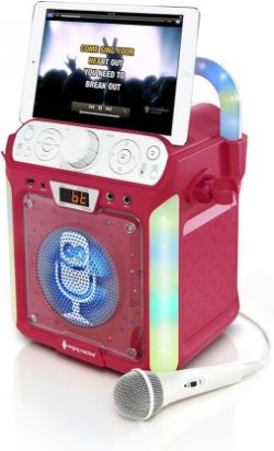 NEW KARAOKE MACHINE SML682BTP BLUETOOTH & CD WITH LED LIGHTS & MICROPHONE