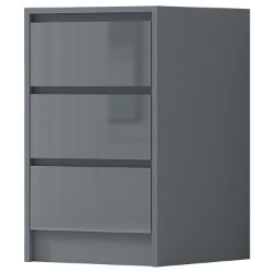 HIGH GLOSS GREY BEDSIDE CABINET UNIT MODERN HANDLELESS DESIGN - H64CM X W40CM