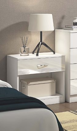 WHITE HIGH GLOSS BEDSIDE