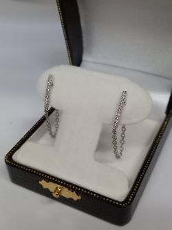 SILVER CUBIC ZIRCONIA DANGLING EARRINGS
