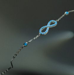 DELICATE SILVER & TURQUOISE INFINITY BRACELET